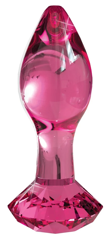 Icicles glazen anaalplug roze met diamantgeslepen voet