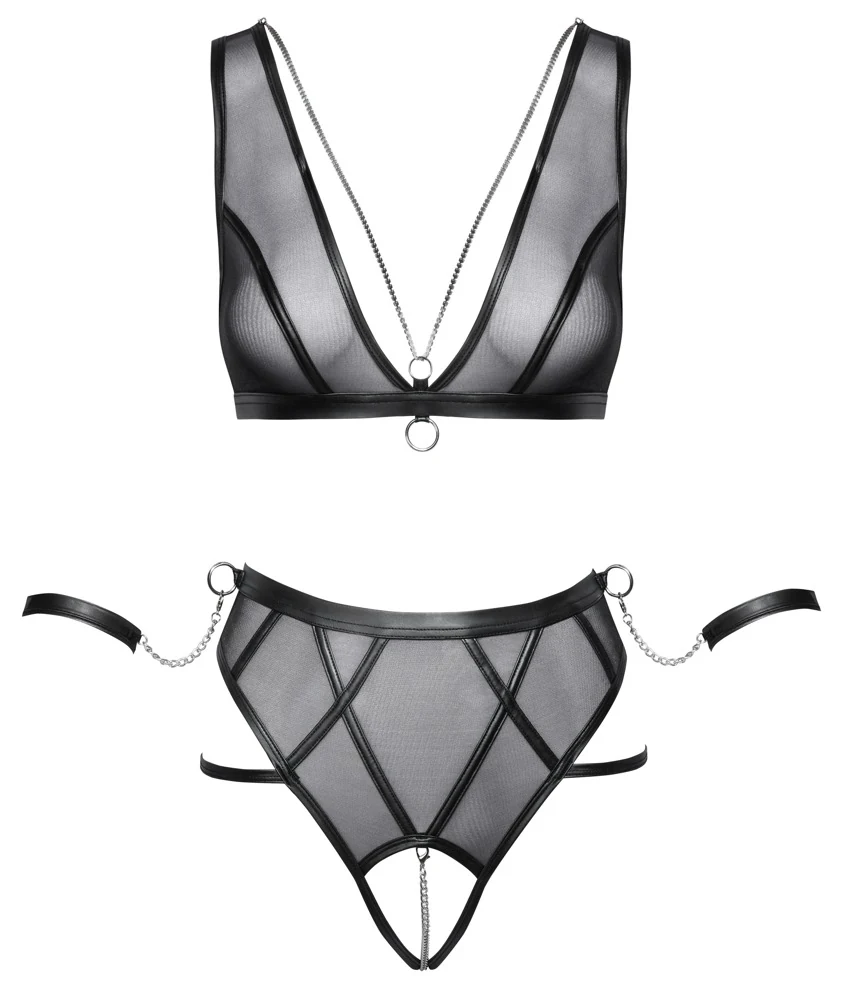 Cottelli Bondage Set met Beha, Open Slip en Boeien
