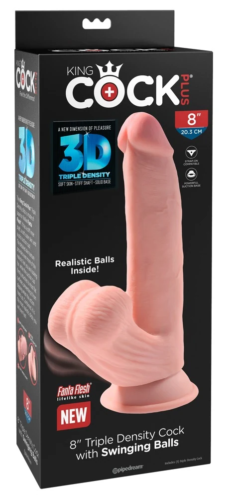 King Cock Plus Triple Density dildo met swingende ballen