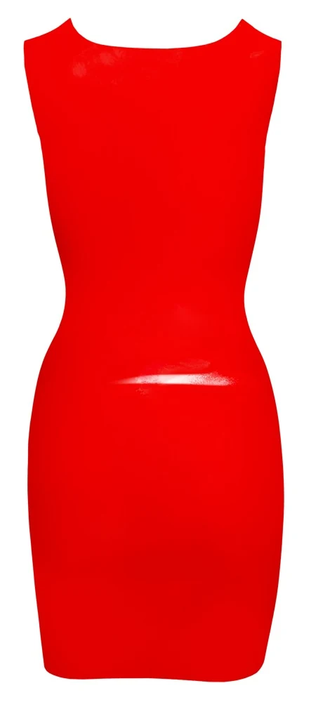 Rode latex mini jurk zonder mouwen
