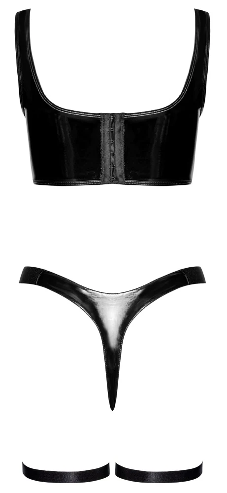 Black Level vinyl bustier met jarretelgordel