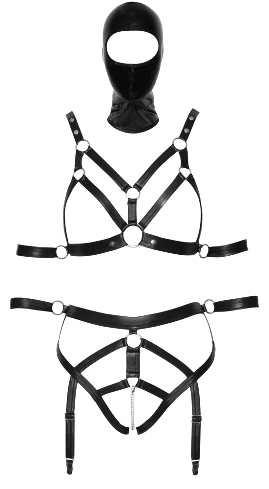 Bad Kitty riemset met hoofdmasker en boeien