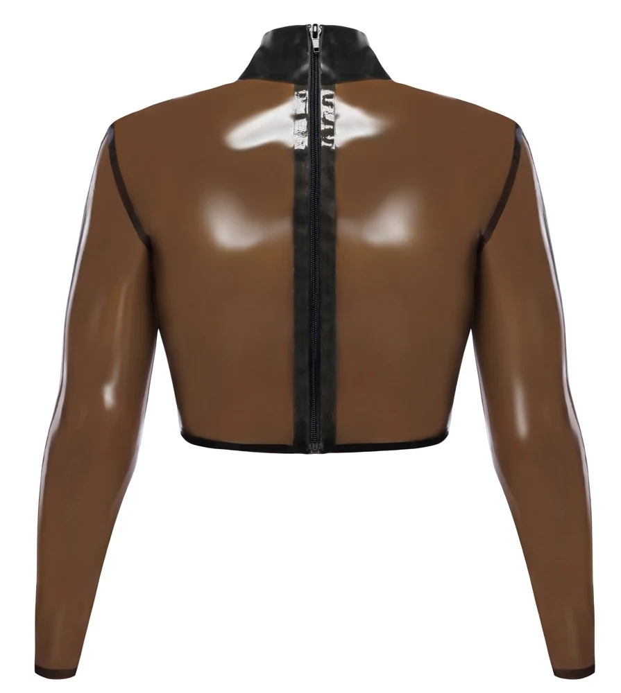 Transparant latex crop shirt met ring