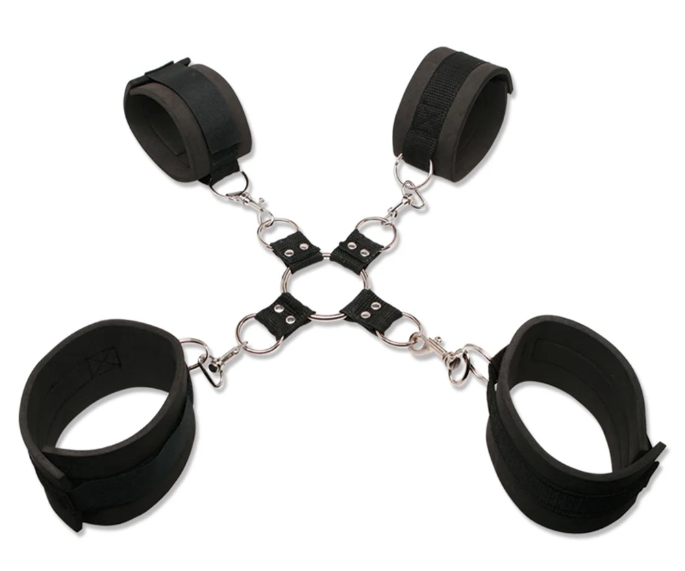 Bondage set met gewatteerde hand- en voetsteunen