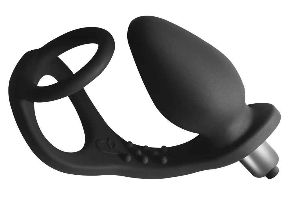 Vibro anaalplug met penis- en testikelring