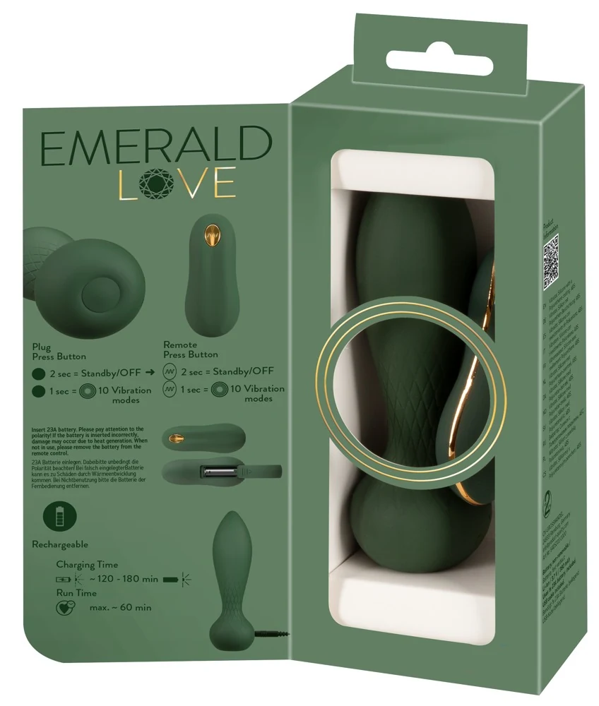 Emerald Love RC anaalplug met vibratie