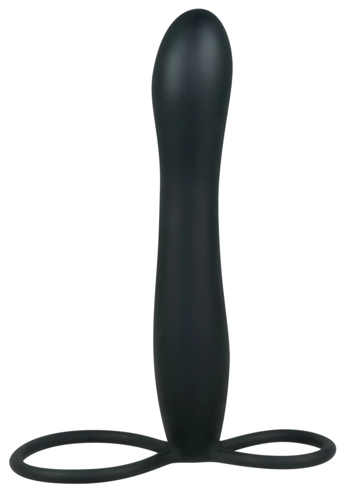 Zwarte anale dildo met dubbele lussen