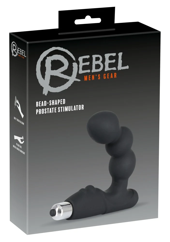 Zwarte prostaat vibrator met gebogen vorm
