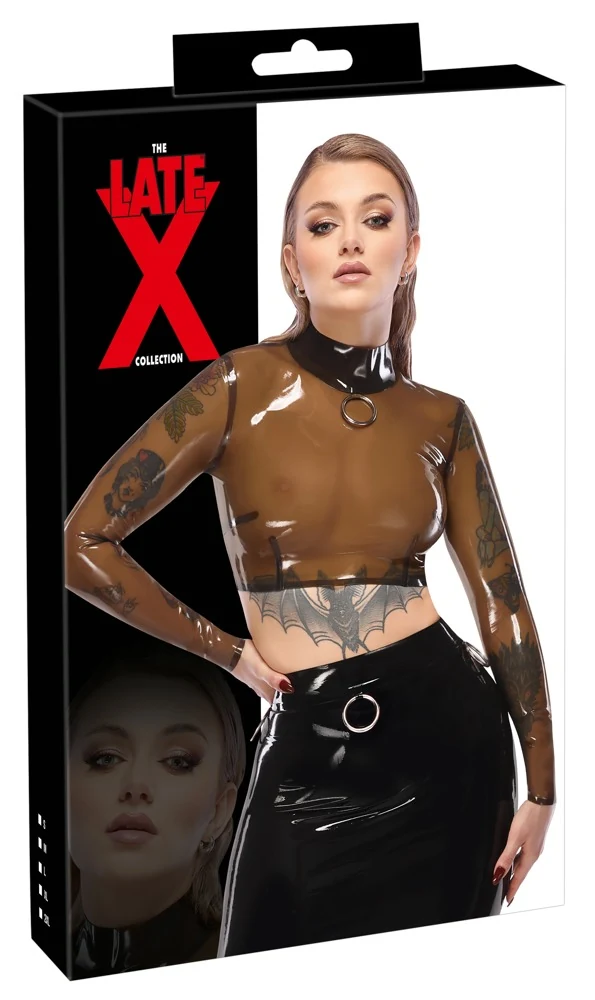 Transparant latex crop shirt met ring