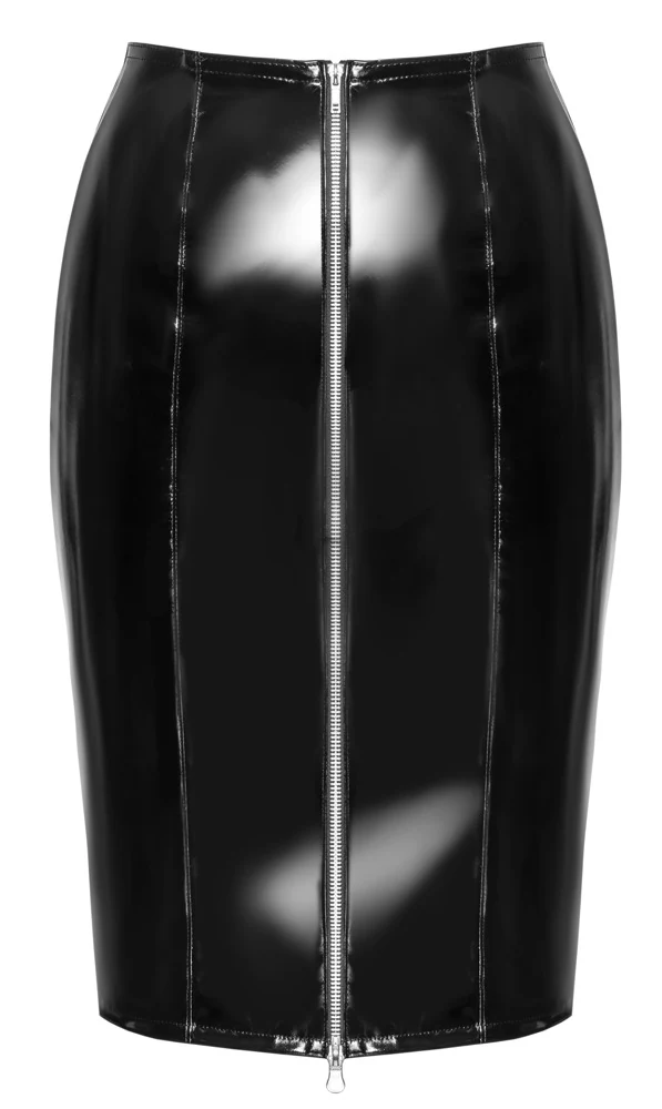 Black Level zwarte vinyl rok knielengte