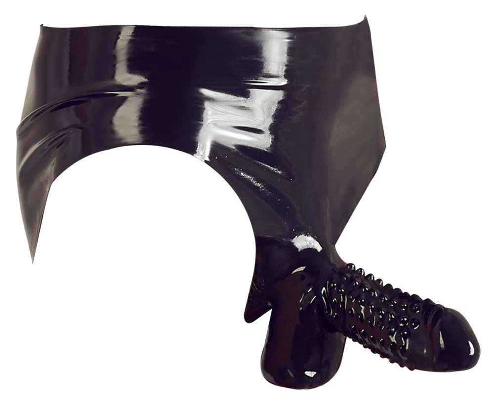 Latex slipje met penis sleeve