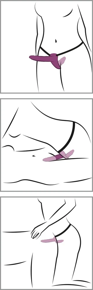 Elastische strap-on met dubbele vibrator