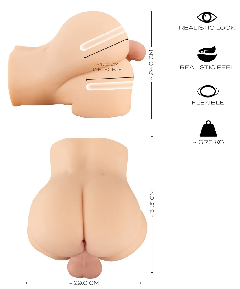 Realistische dubbele torso masturbator van TPE