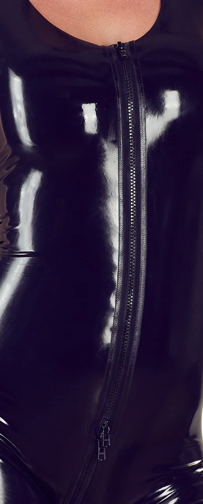Mouwloze latex catsuit met 3-weg ritssluiting