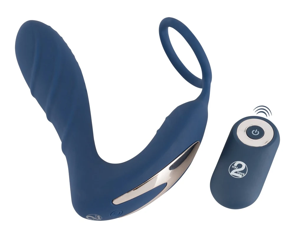 Oplaadbare penisring met perineumstimulator en anaalplug