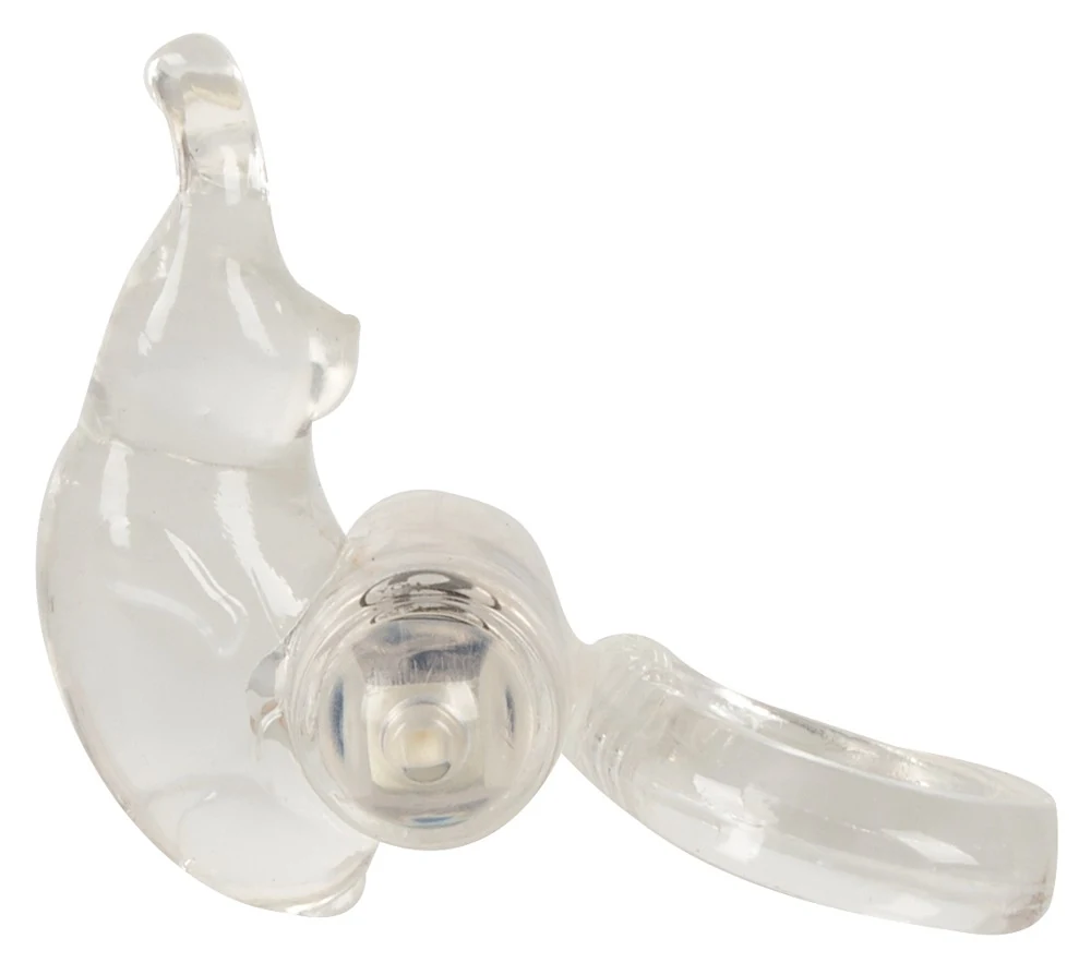 Transparante cockring met vibratie en clitoris bunny