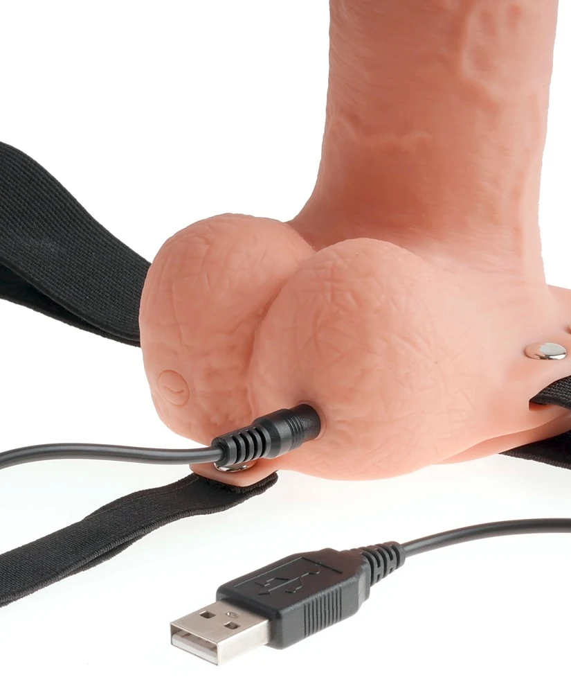 Holle vibrator sleeve met testikels en 10 vibratiestanden
