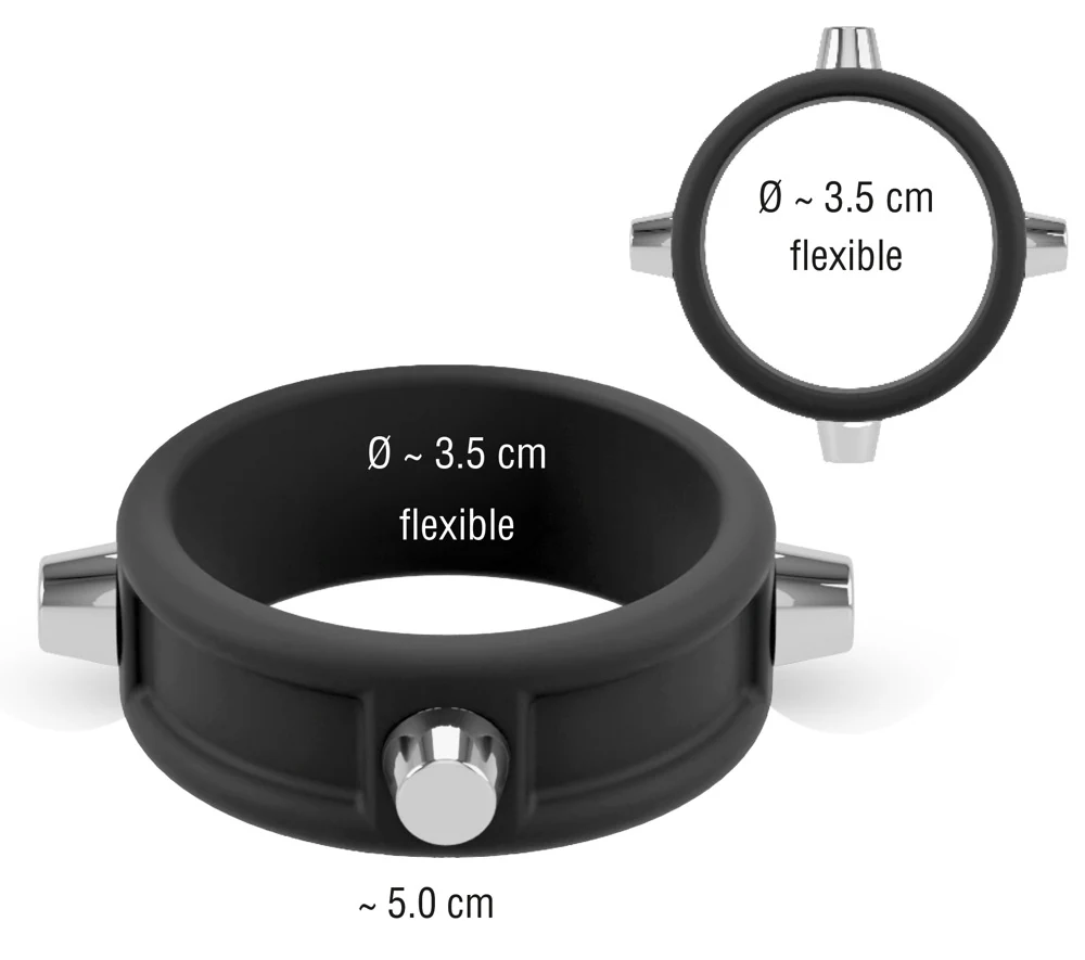 Rebel cockring met studs zwart