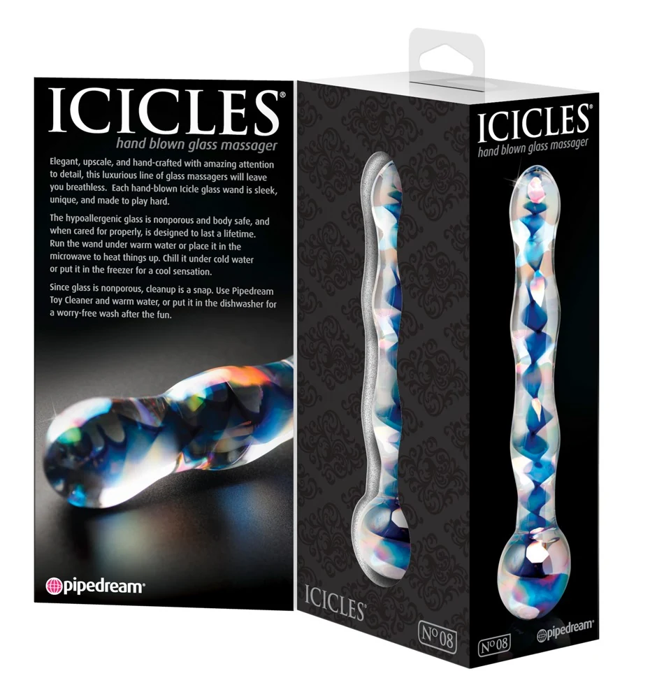 Glazen dildo met warm-koud beleving