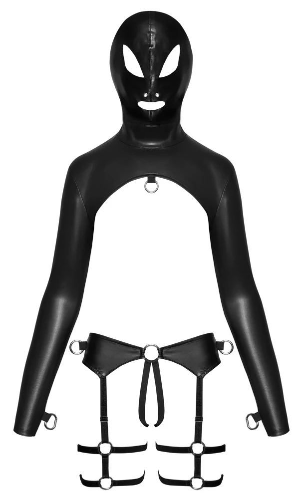 Bad Kitty masker top en kruisloze harnas string set