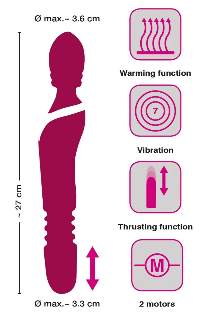 Verwarmende massagestaaf met vibratie en rotatie