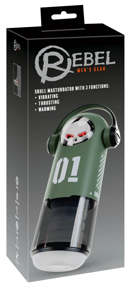 Rebel Skull masturbator met vibratie, warmte en massage