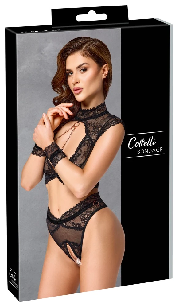 Cottelli Bondage set met beha, slip en handboeien