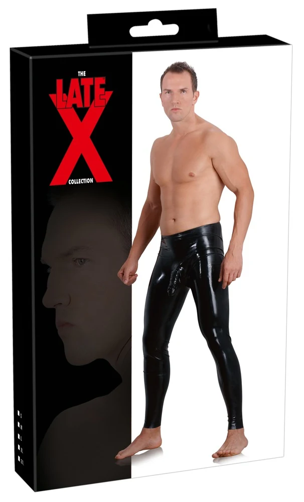 Latex legging met penis- en testikelomhulsel