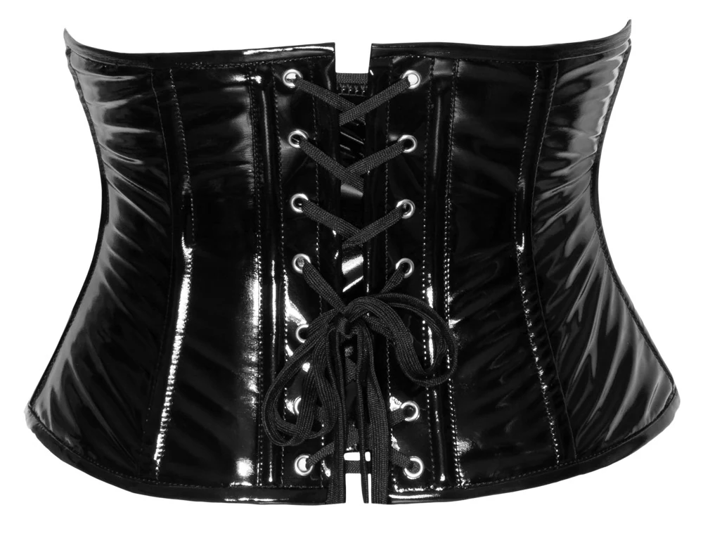 Black Level taille cincher in zwarte lakglans