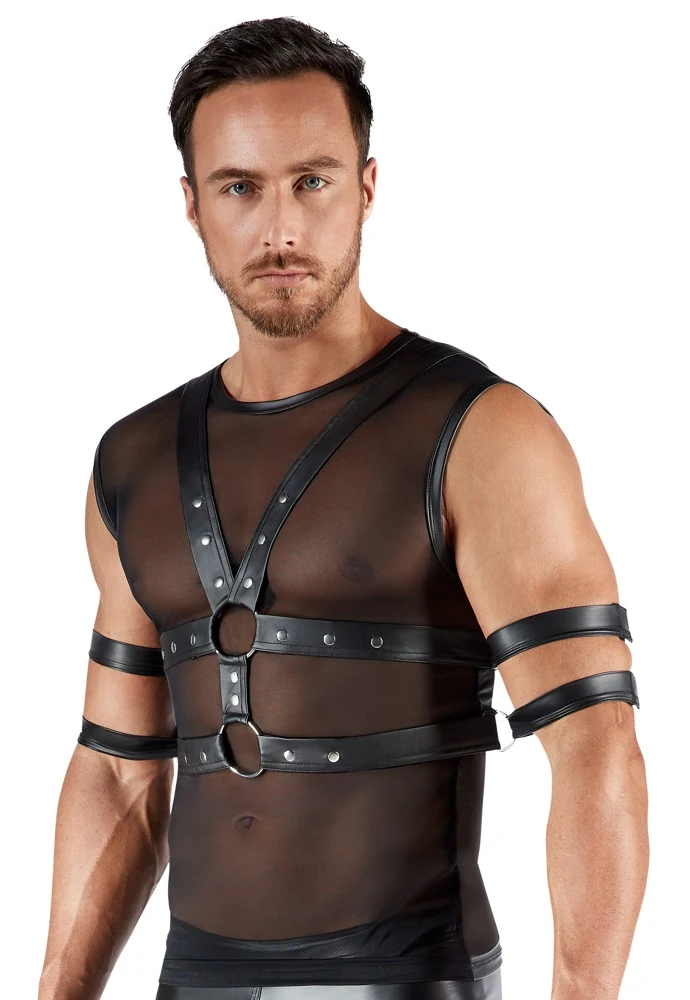 Svenjoyment bondage shirt met harnas en boeien