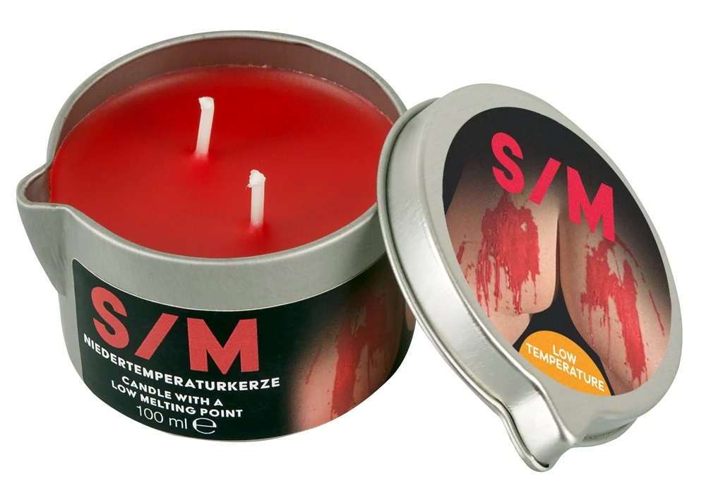 Rode SM waxkaars met 2 lonten