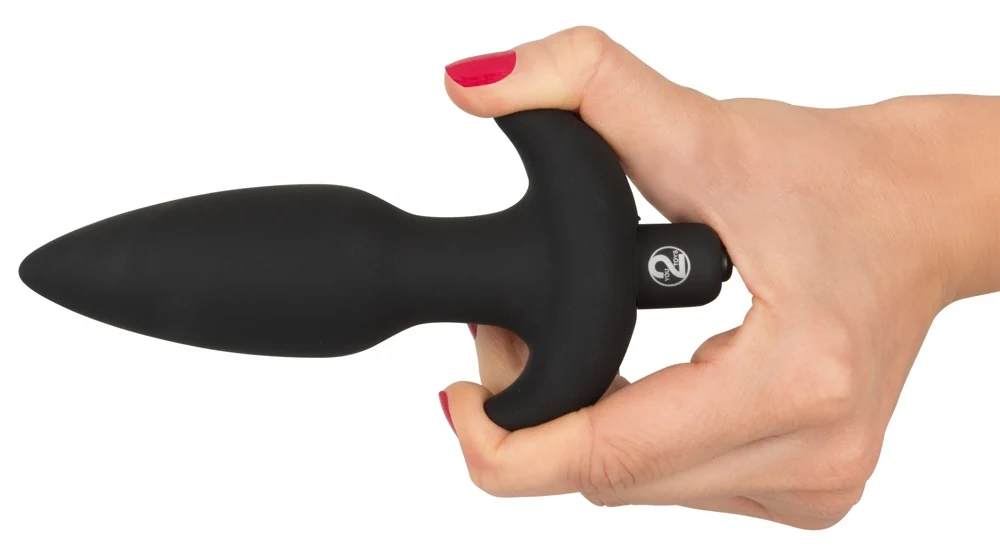 Zwarte siliconen anaalplug met 5 vibratiestanden