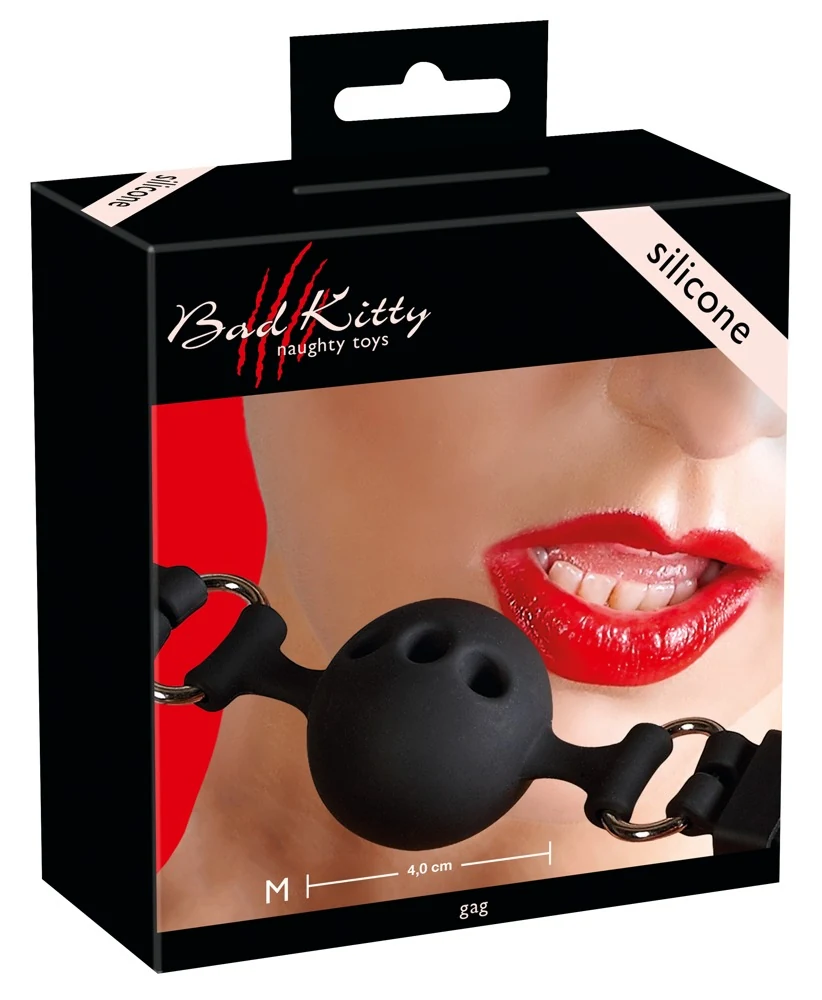 Zwarte silicone gag met luchtgaten