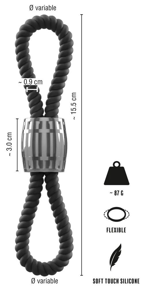 Rebel Heavy Rope Cock Strap dubbele lus