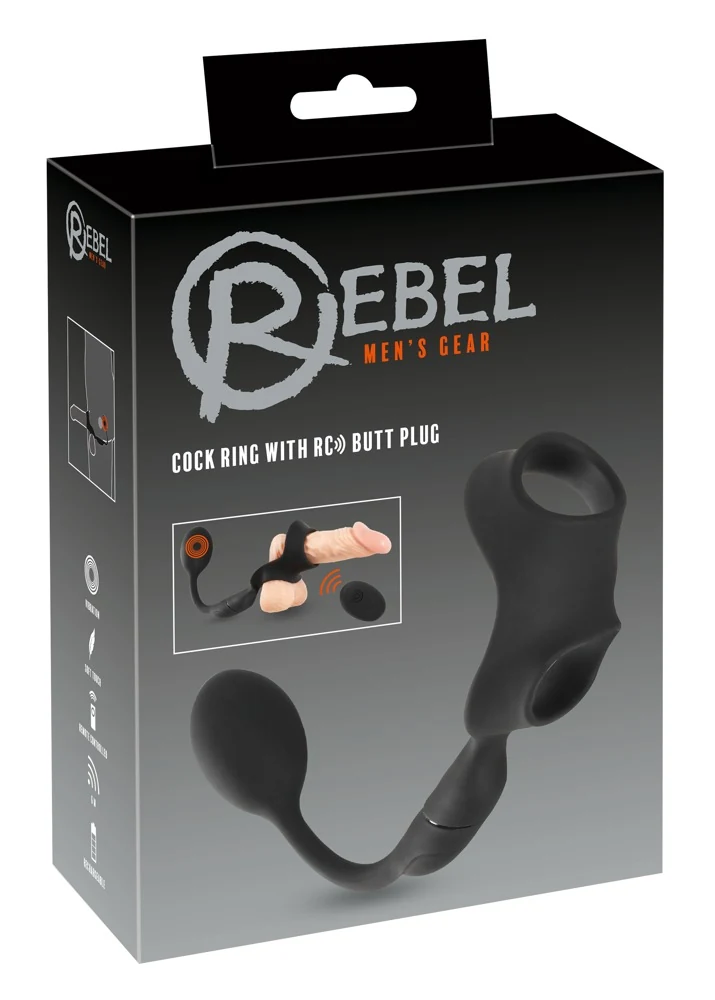 Rebel cock ring met afstandsbediening en butt plug