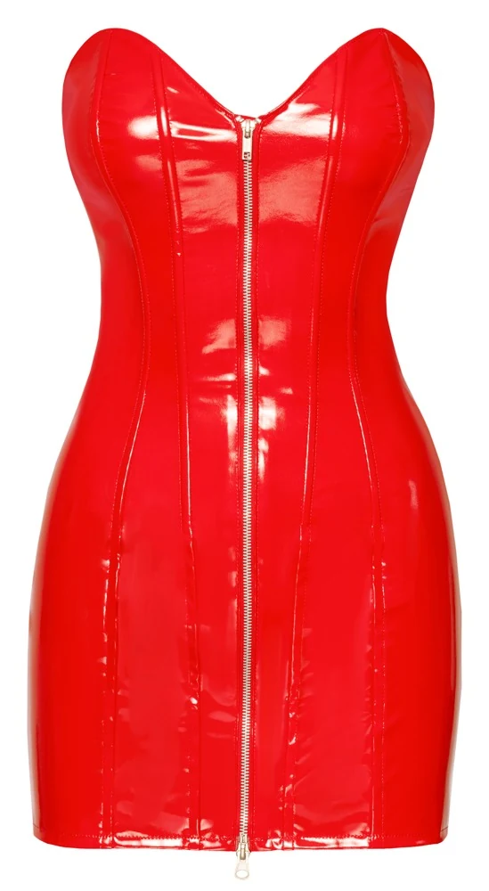 Rode lak tube mini-jurk met rits