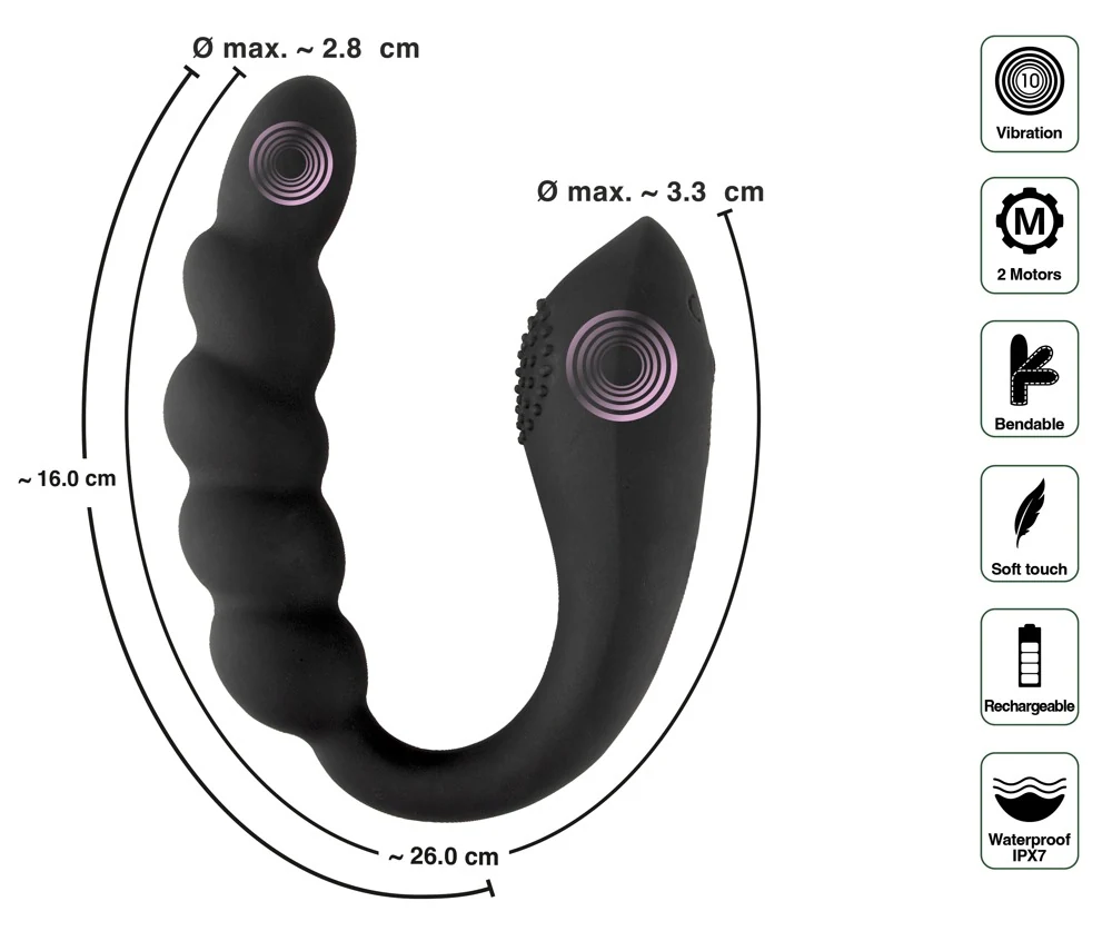 Black Velvets buigbare dubbele vibrator