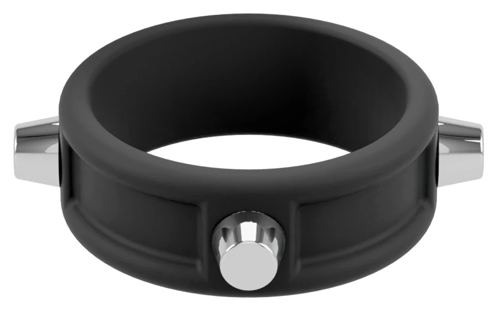 Rebel cockring met studs zwart