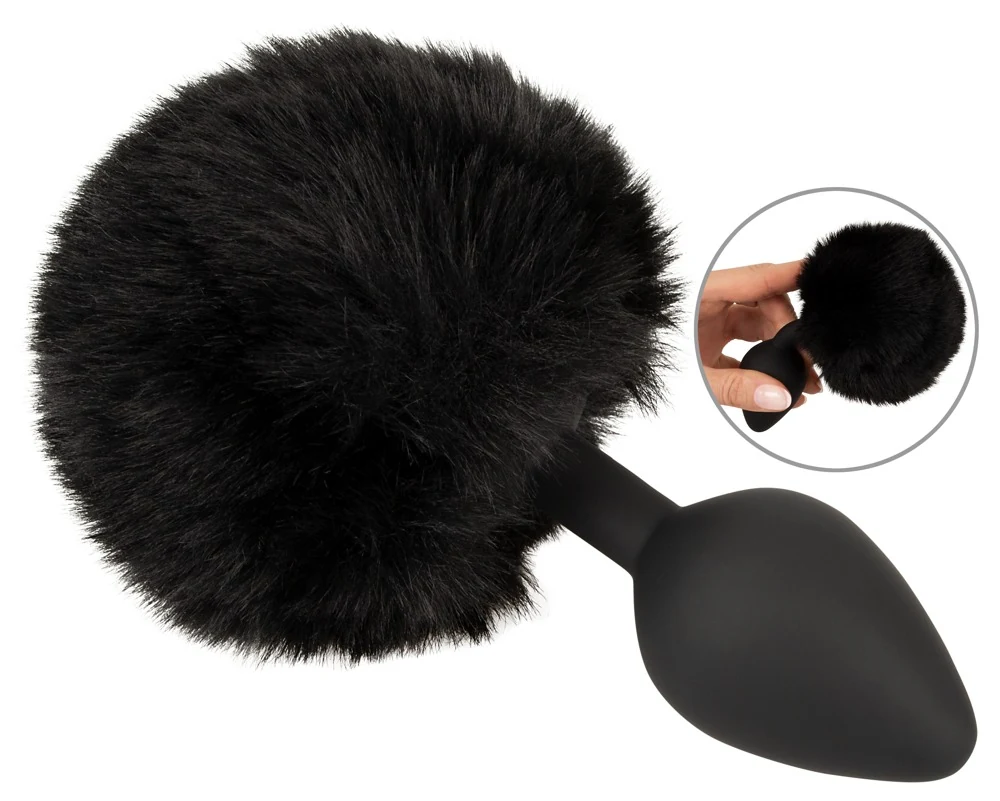 Anaalplug met zwarte bunny tail maat M