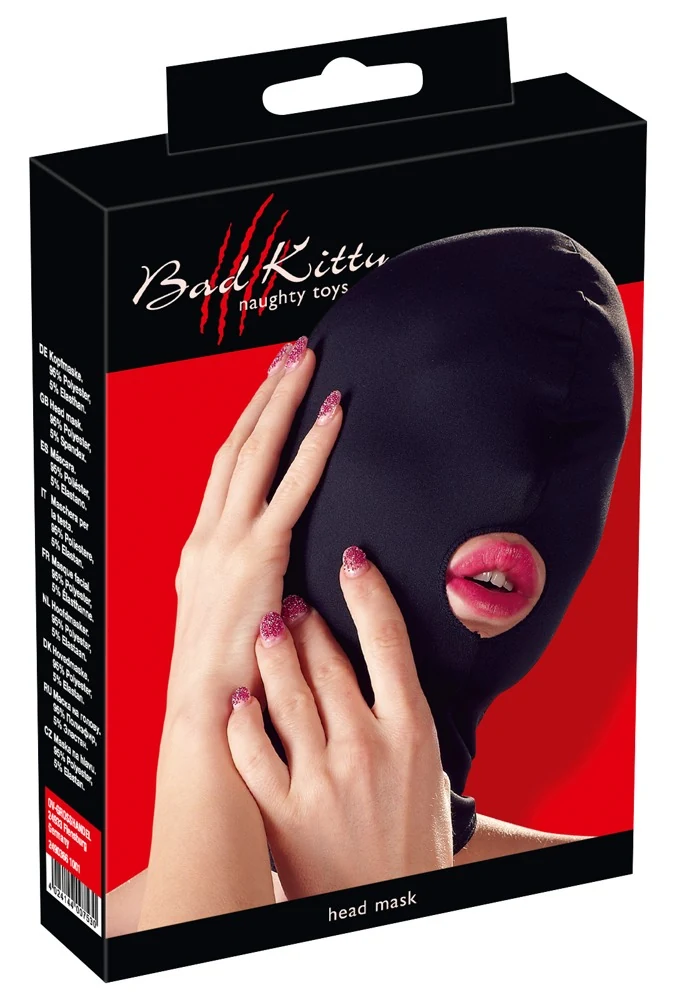 Bad Kitty zwart hoofdmasker met mondopening