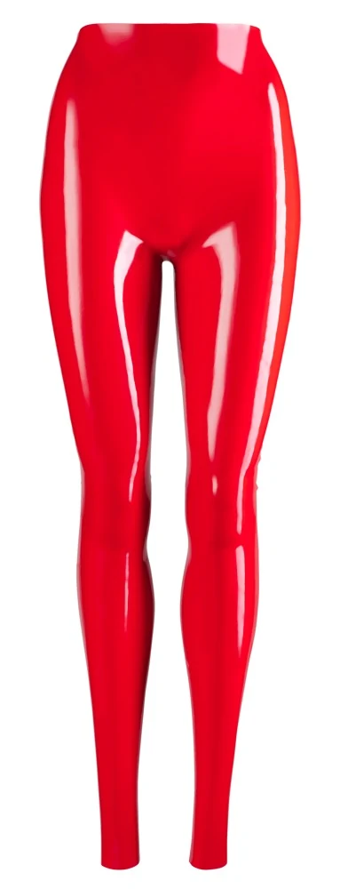 Rode taillehoge latex legging