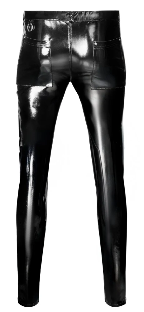 Black Level vinyl broek met metalen details