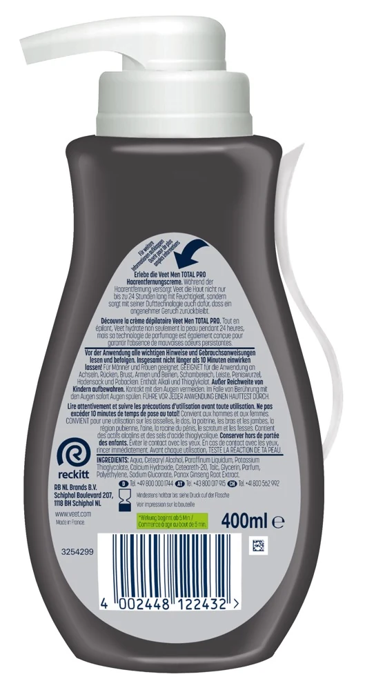 Veet Men TOTAL PRO ontharingscrème 400 ml