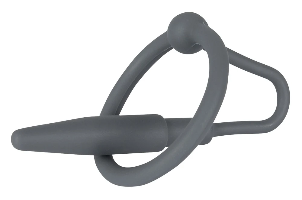 Massieve siliconen penisplug met beweegbare ring