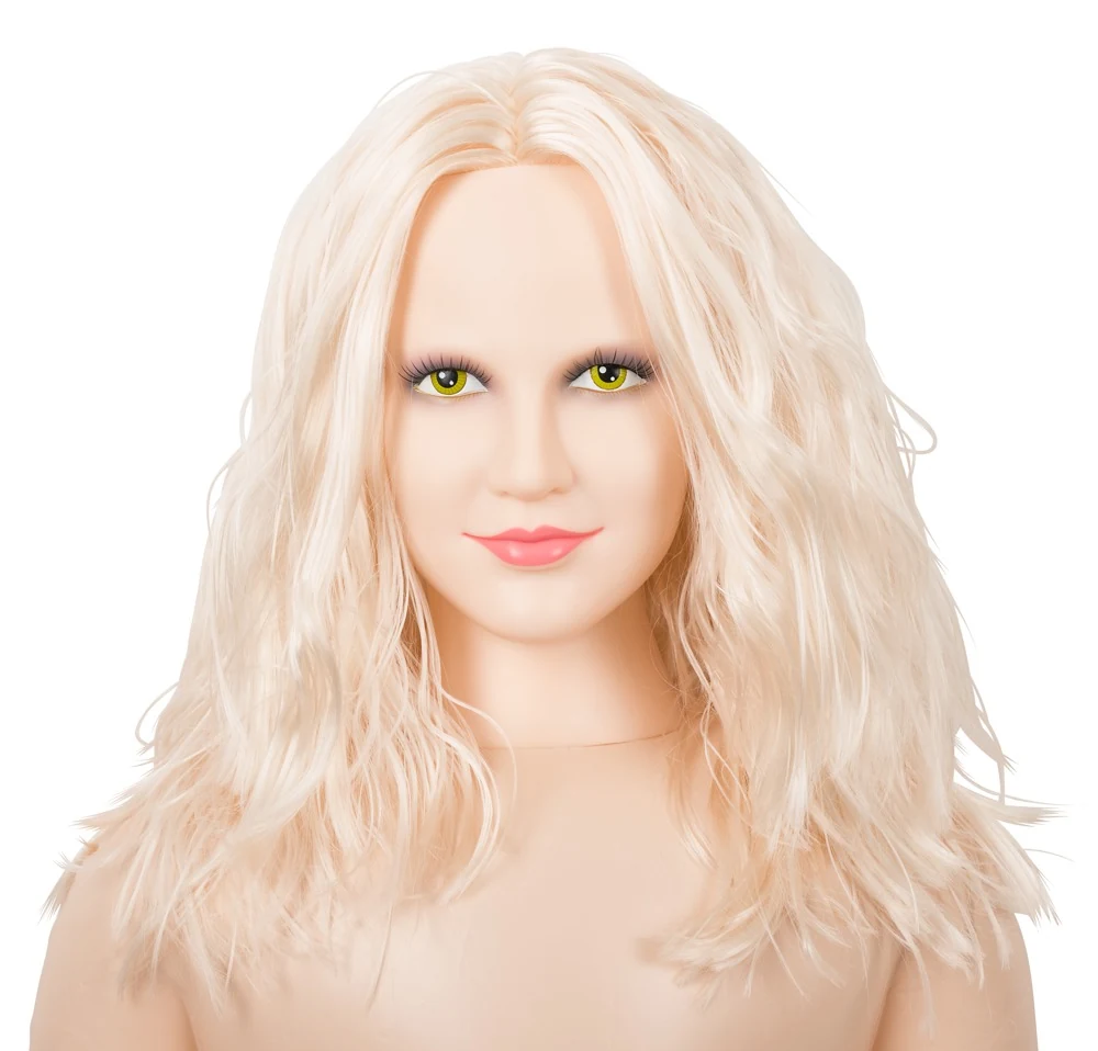 Blonde Lucy opblaasbare liefdespop met trilei