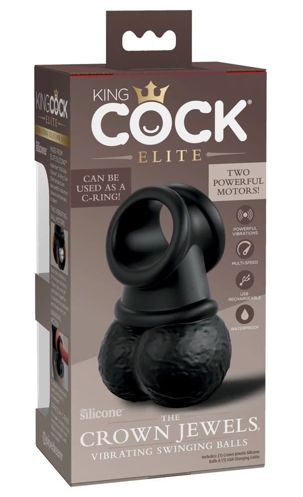King Cock Elite vibrerende penisring met schommelende ballen