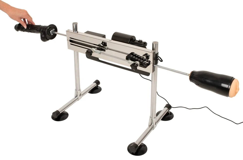 The Banger dubbelzijdige seksmachine met dildo's en masturbator