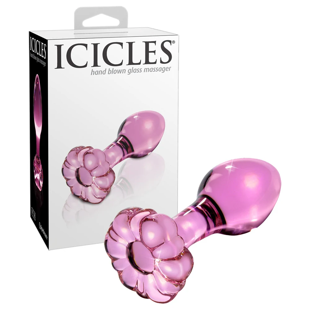 Glazen anaalplug met bloemvormige stop