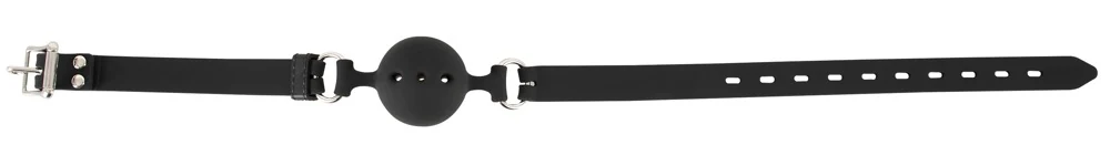 Zwarte silicone gag met luchtgaten