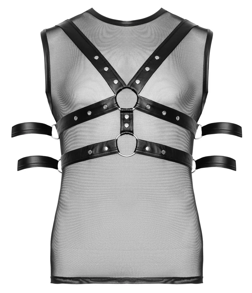 Svenjoyment bondage shirt met harnas en boeien